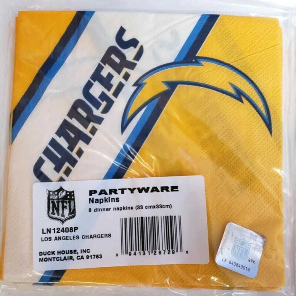 NFL Los Angeles Chargers Lot of 4 Napkin Packs Sports Parties Tailgates Man Cave - Picture 2 of 3